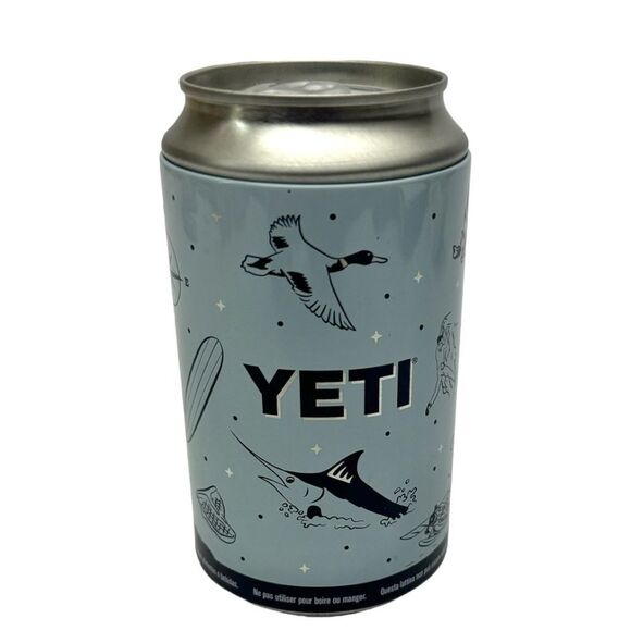 Yeti Blue Short Empty Stash Beer Can False Top Hide A Key & Sticker Camping - Picture 1 of 3